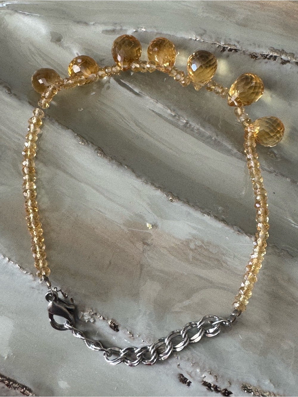 Source Unknown Golden Citrine Drop Bead Bracelet